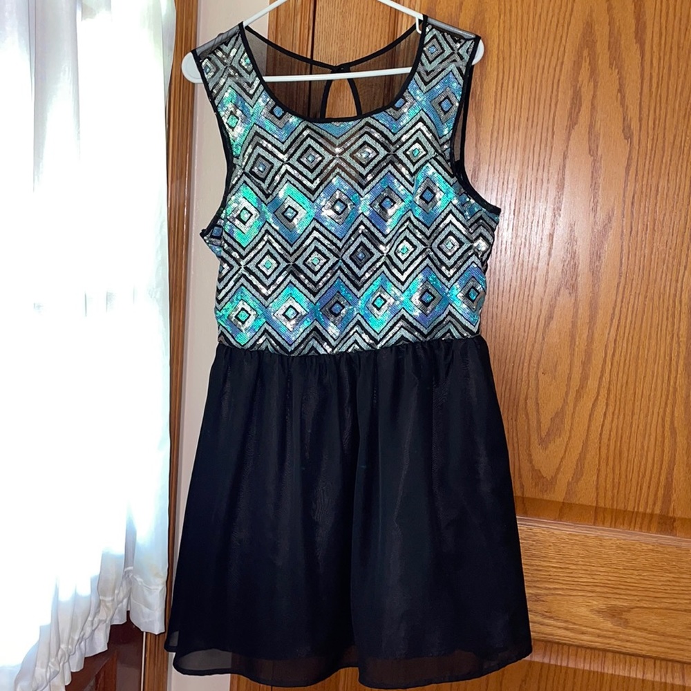 Size 15 juniors black and blue sparkly dress